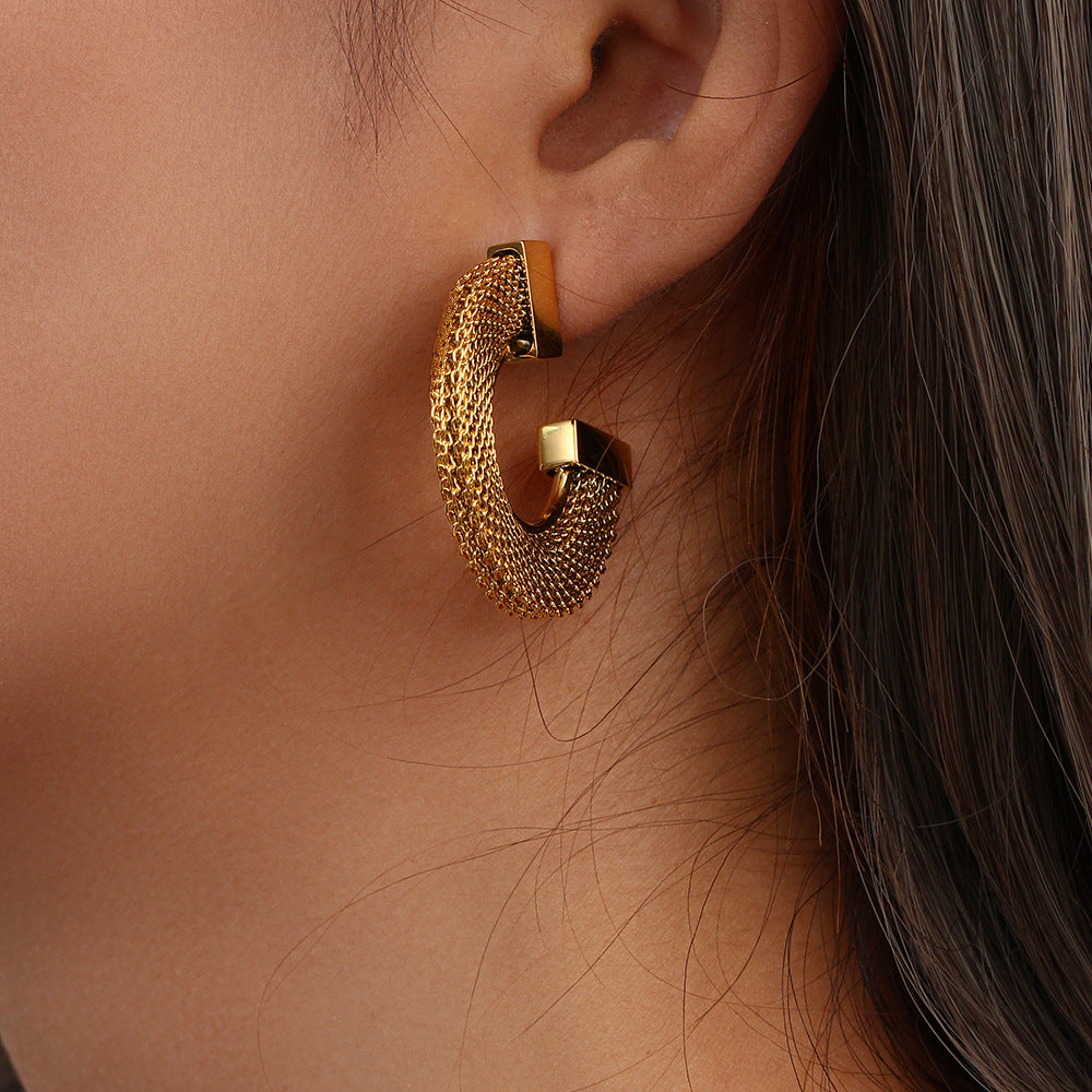 Gold Stainless Steel Mesh Earrings