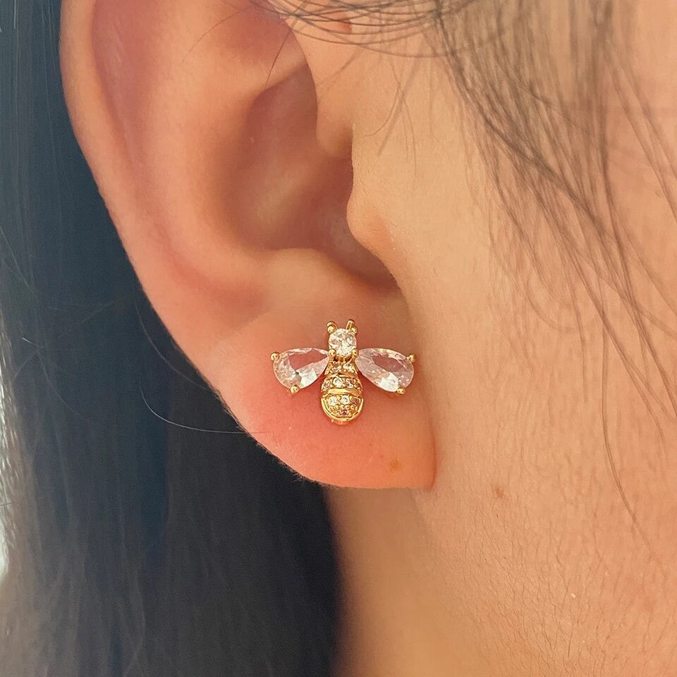 Dainty Crystal Bee Earrings