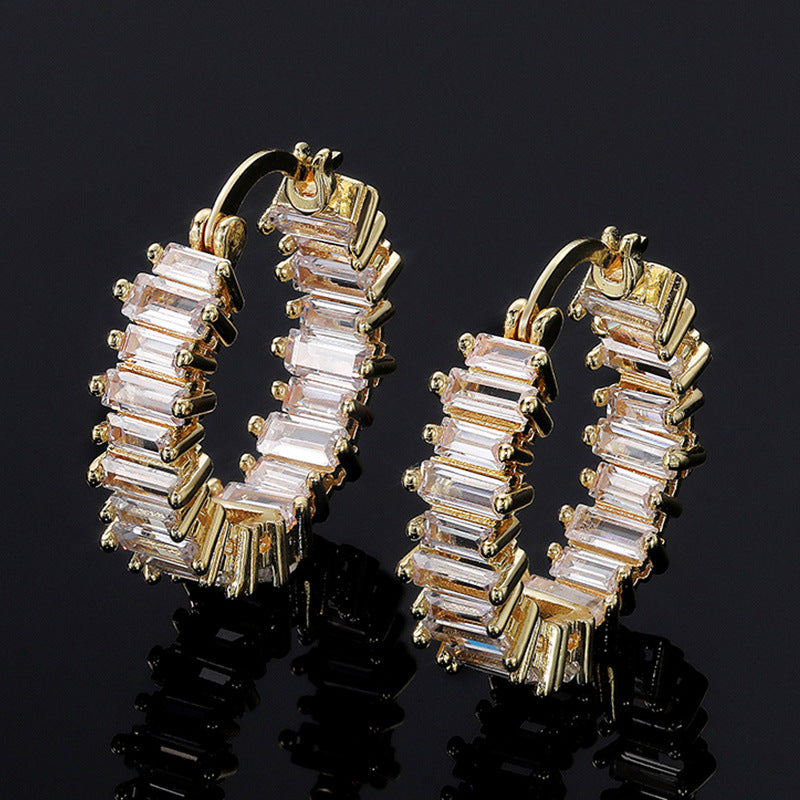 Mini Hoop Baguette Earrings