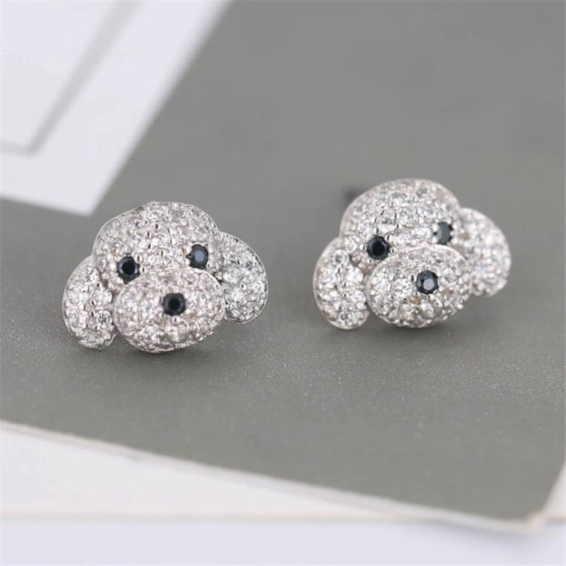 Crystal Toy Poodle Stud Earrings