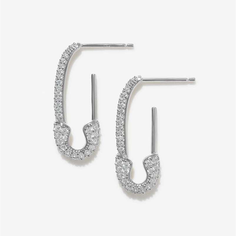 CZ Safety Pin Earrings