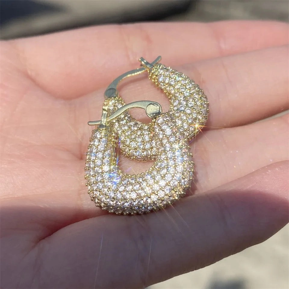 Mini “U” Pave Earrings