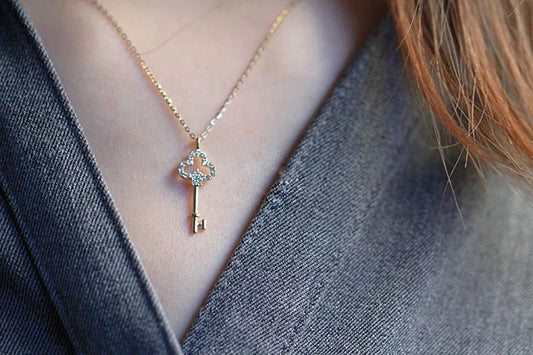 Dainty Crystal Key Necklace
