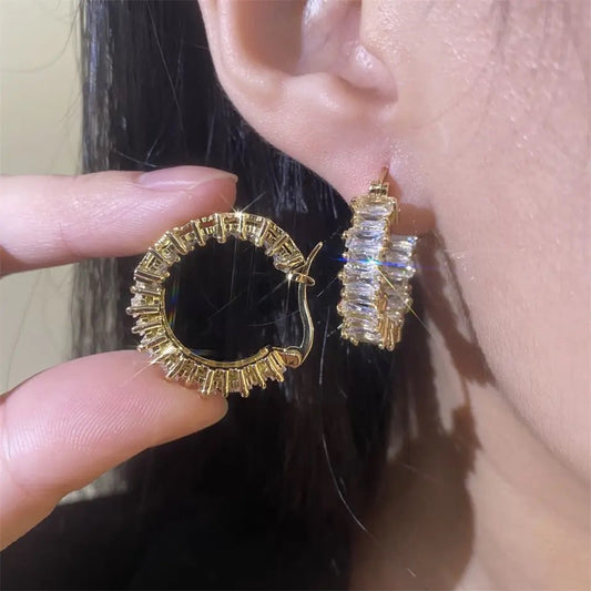 Mini Hoop Baguette Earrings