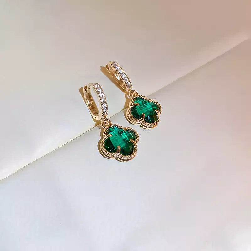 Emerald Clover Earrings