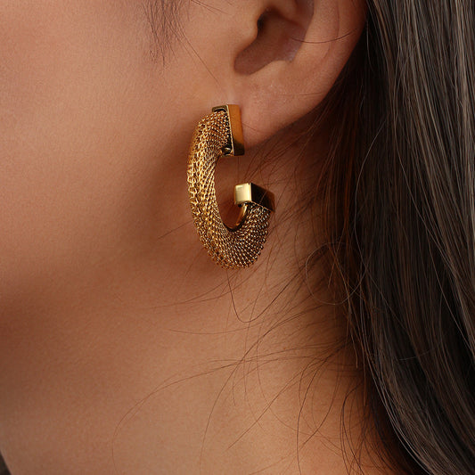 Gold Stainless Steel Mesh Earrings