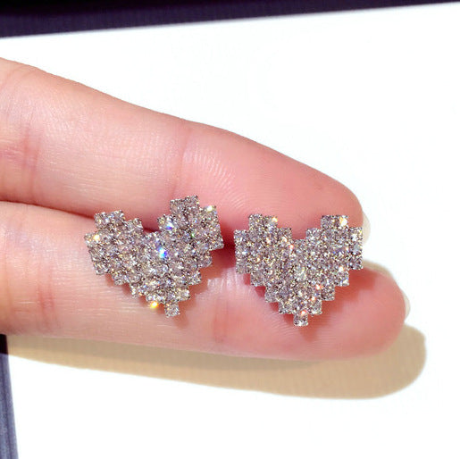 Crystal Stud Heart Earrings