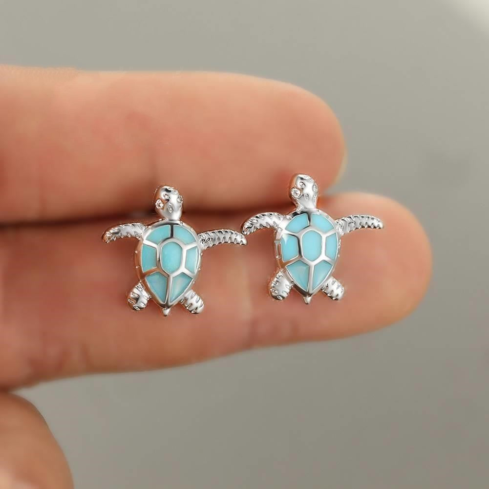 Turquoise Turtle Stud Earrings