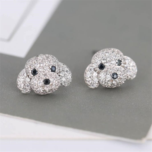 Crystal Toy Poodle Stud Earrings