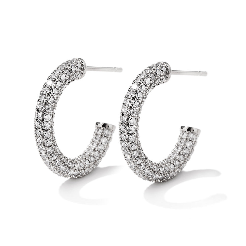 C-Shaped Crystal Earrings