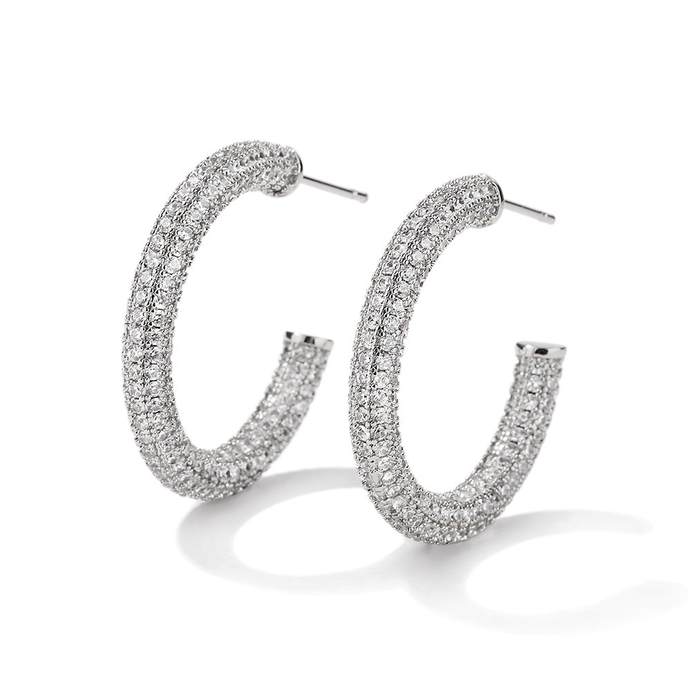 C-Shaped Crystal Earrings