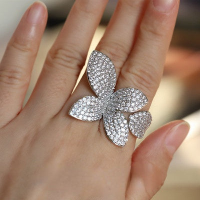 Large Zirconia Leaf Ring