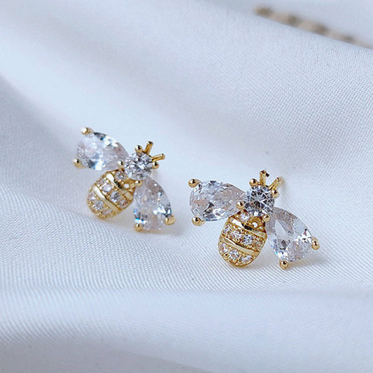 Dainty Crystal Bee Earrings