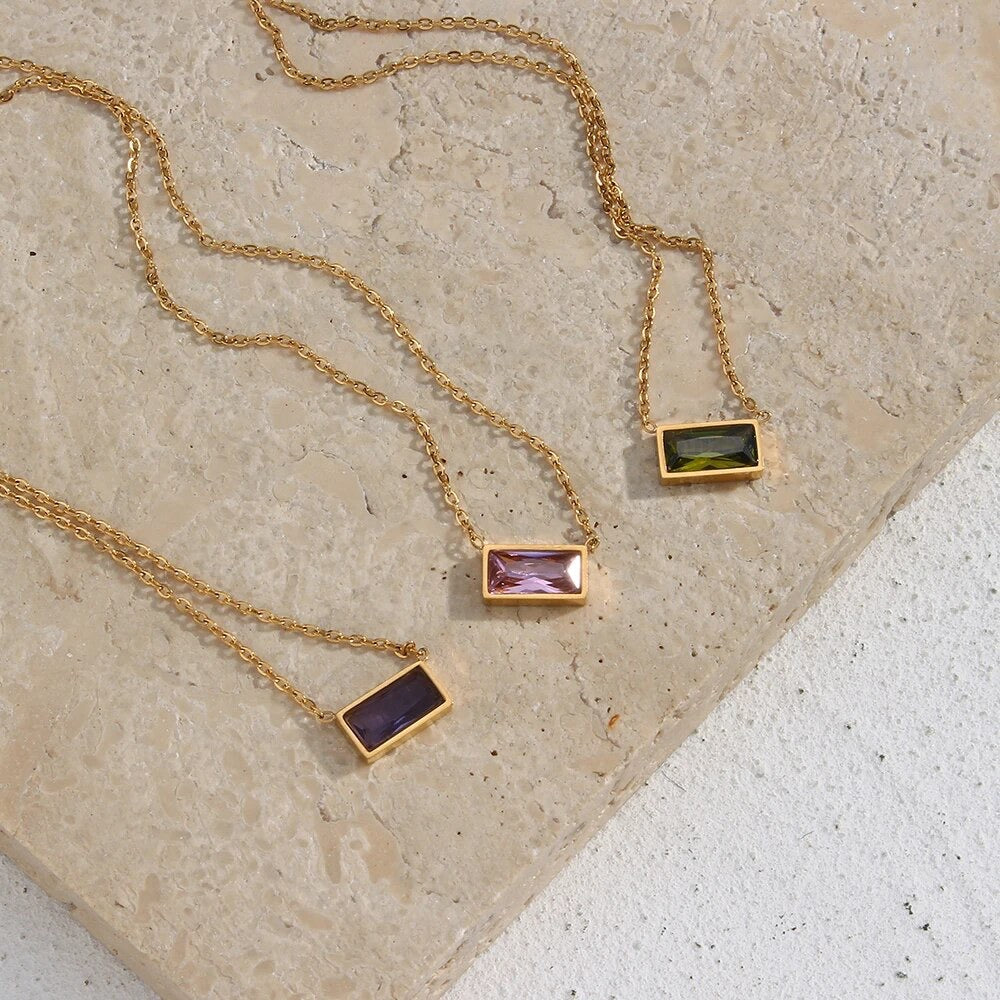 18k Gold Plated Gem Necklace