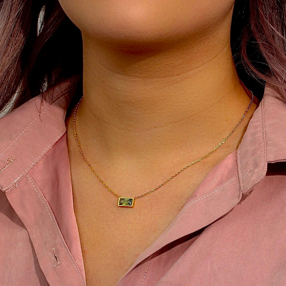 18k Gold Plated Gem Necklace