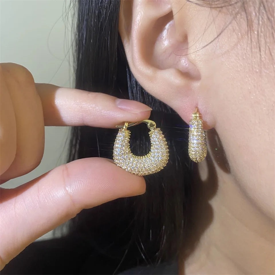 Mini “U” Pave Earrings