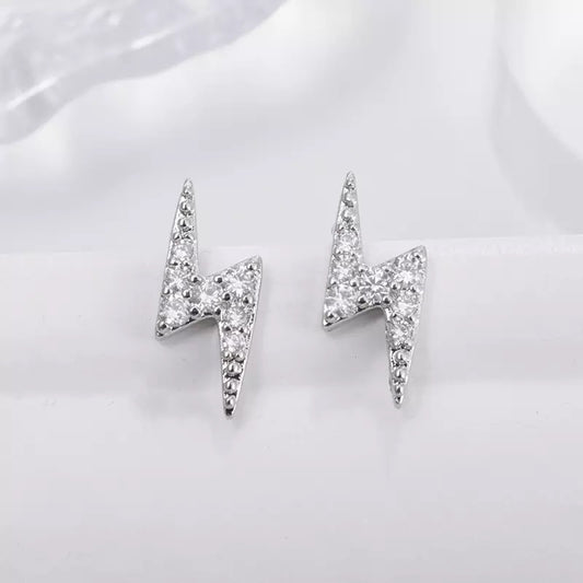 Sterling Silver Lightning Stud Earrings