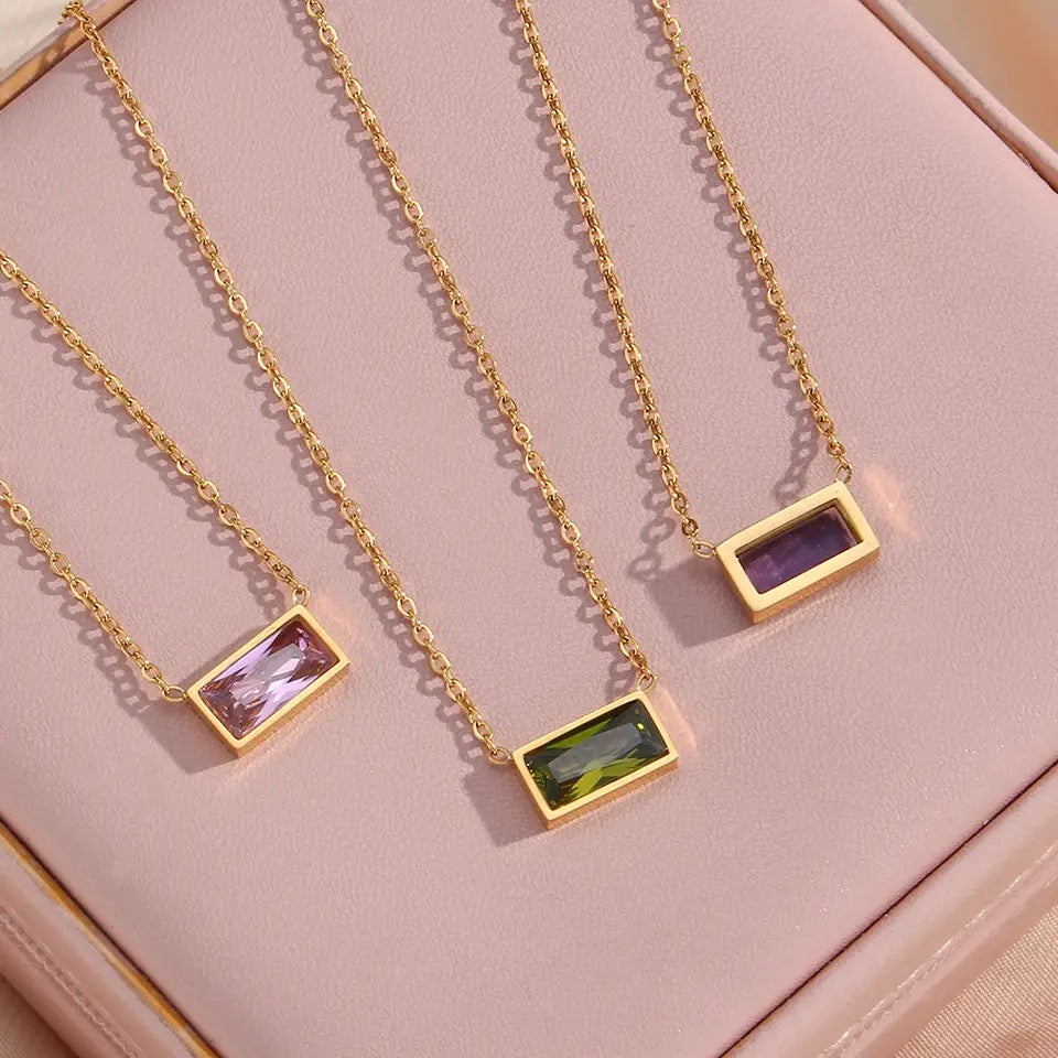 18k Gold Plated Gem Necklace