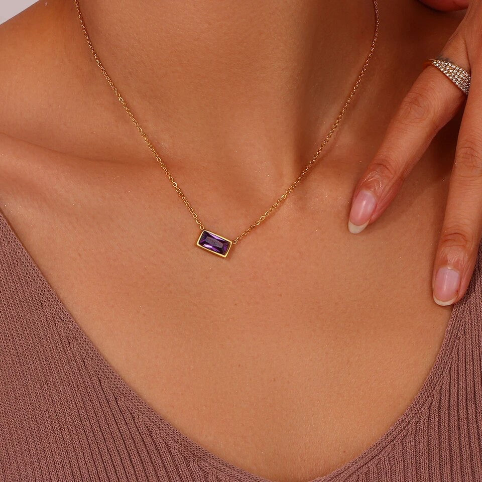 18k Gold Plated Gem Necklace